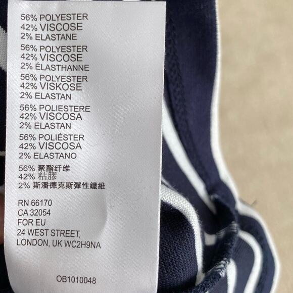 Anthro Maeve blouse women's XS navy blue stripe off the shoulder nautical top - Picture 9 of 9